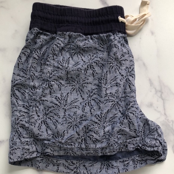 J Crew Palm Tree Shorts Navy Blue Pull On Cotton Linen Size 2 - Picture 7 of 8